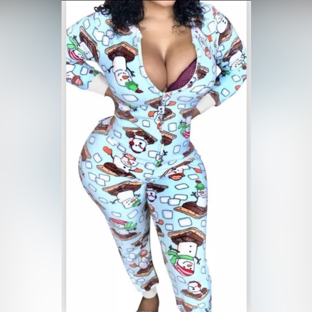 Women snowman pajama onesie